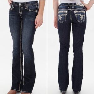 Rock Revival Sherry Easy Boot Bootcut Jeans Dark Wash Women's Plus Size 36